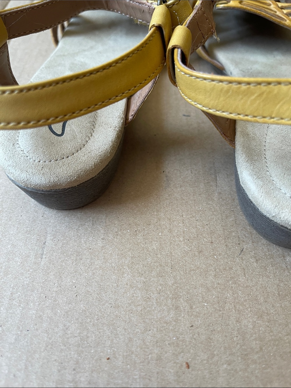 Clarks Yellow Woven Leather Ankle-Strap Sandals - Picture 3 of 6